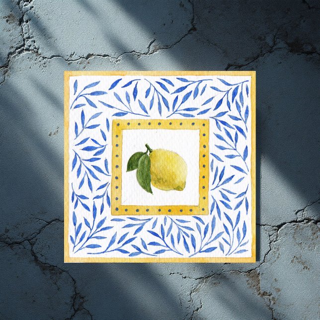 "La Dolce Vita" Citron Medelhavet Italiensk Design Kakelplatta (Lemon Mediterranean Italian Design Ceramic Tile)