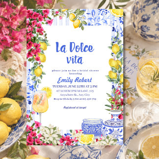 La Dolce Vita Citron Medelhavs Bröllopsfest Inbjudningar