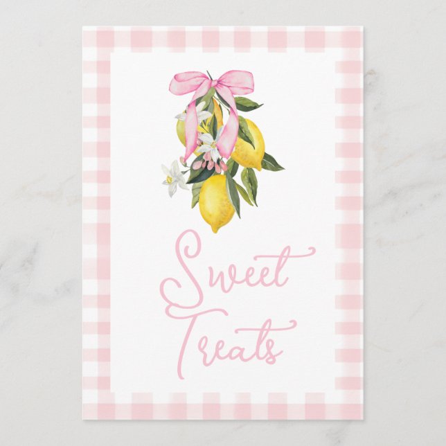 La Dolce Vita Citron Rosa Båge Baby Shower Skylt Inbjudningar (Framsida)