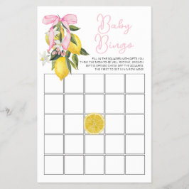 La Dolce Vita Citron Rosa Rosett Baby Shower Bingo Flygblad