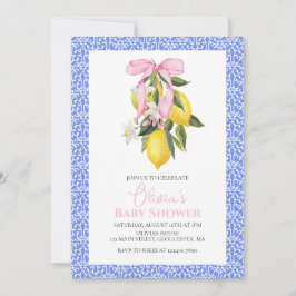 La Dolce Vita Citron Rosa Rosett Baby Shower Inbjudningar