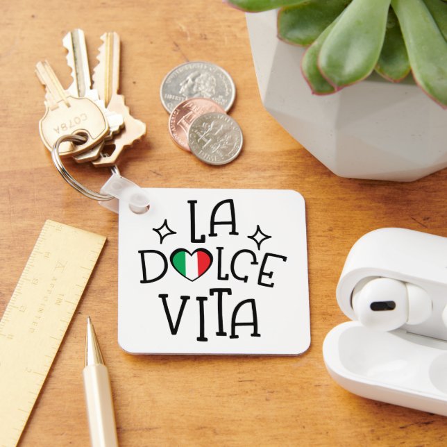 La Dolce Vita Cute Italian Flag Heart Nyckelring (Skrivbord)