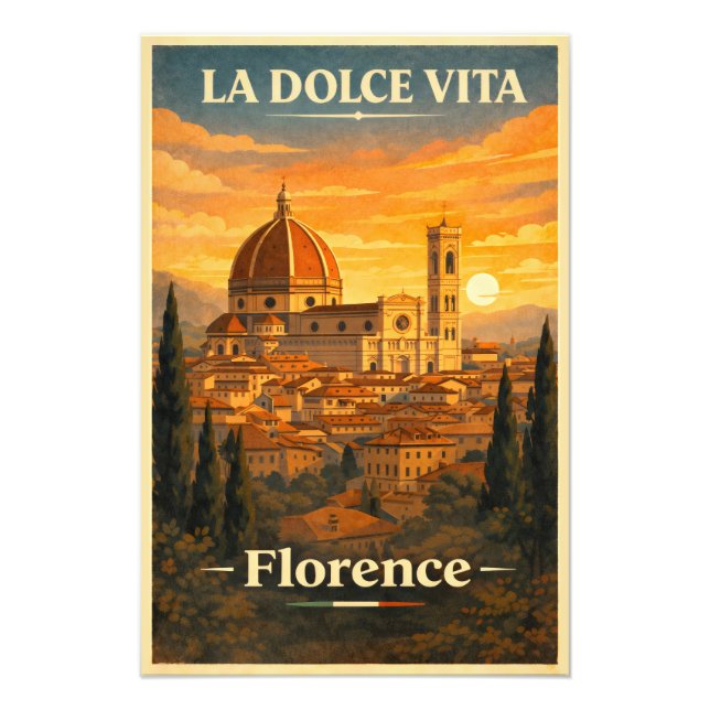 La Dolce Vita - Florance Vintage Travel Poster (Framsidan)