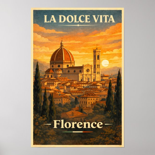 La Dolce Vita Florence Vintage Travel Poster (Framsidan)