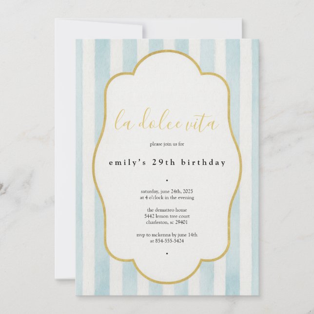 La Dolce Vita Födelsedagsinbjudan Inbjudningar (Framsida)