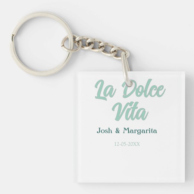 La Dolce Vita grön blå pastell namn datum bröllop  (Framsidan)