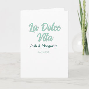 La Dolce Vita grön blå pastell namn datum bröllop Kort