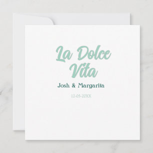 La Dolce Vita grön blå pastell namn datum bröllop Kort