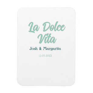 La Dolce Vita grön blå pastell namn datum bröllop Magnet