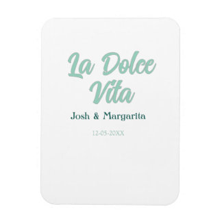 La Dolce Vita grön blå pastell namn datum bröllop Magnet