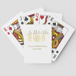 La Dolce Vita gul citron bröllopsdusch pastell bo Casinokort