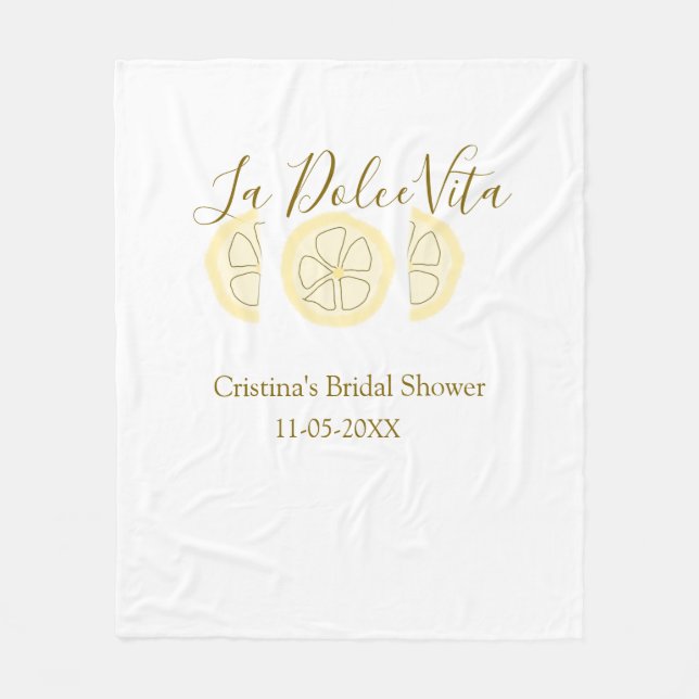 La Dolce Vita gul citron bröllopsdusch pastell bo Fleecefilt (Framsidan)