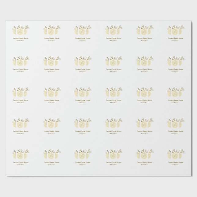 La Dolce Vita gul citron bröllopsdusch pastell bo Presentpapper (Platt)