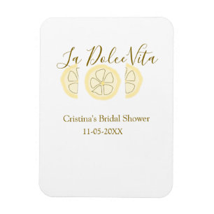 La Dolce Vita gul citron bröllopsdusch pastell brö Magnet