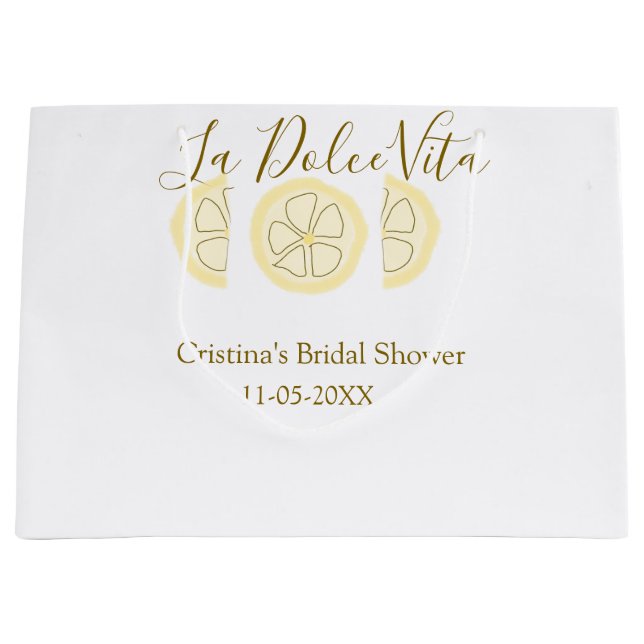 La Dolce Vita gul citrongul bröllopsdusch pastell  (Framsidan)