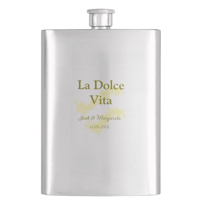 La Dolce Vita gult bröllop par Namn date glit Fickplunta (Framsidan)
