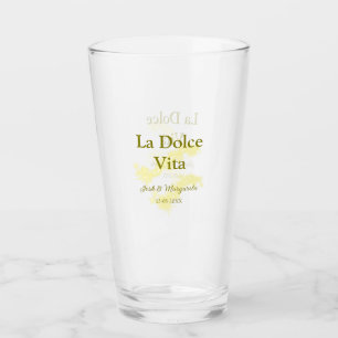 La Dolce Vita gult bröllop par Namn date glit Glaskopp