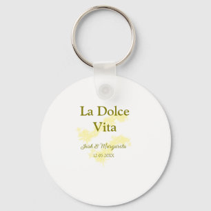 La Dolce Vita gult bröllop par Namn date glit Nyckelring