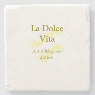 La Dolce Vita gult bröllop par Namn date glit Stenunderlägg