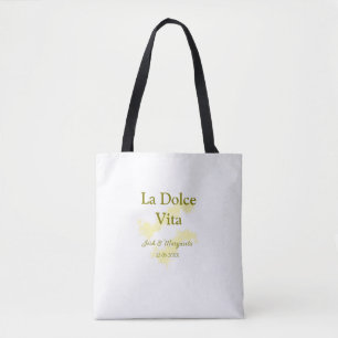 La Dolce Vita gult bröllop par Namn date glit Tygkasse
