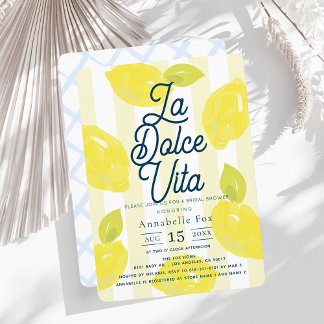 La Dolce Vita Hand-Painted Lemon Bridal Shower Inbjudningar