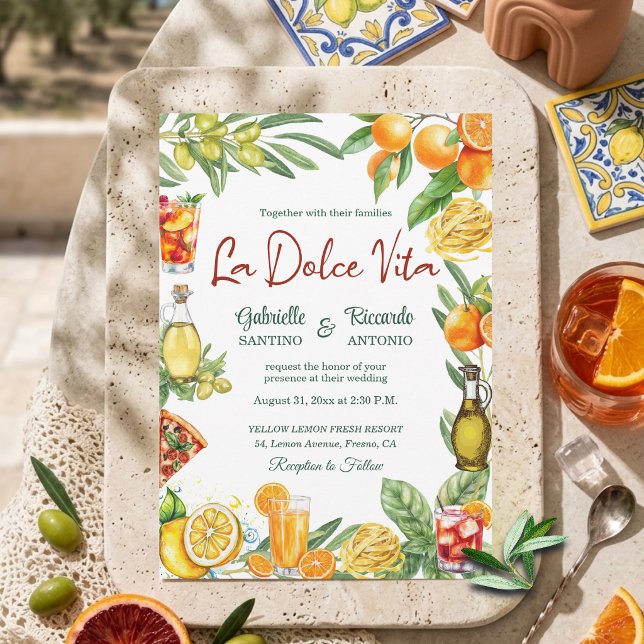 La Dolce Vita Italian Citrus Cocktail Wedding  Inbjudningar (Skapare uppladdad)