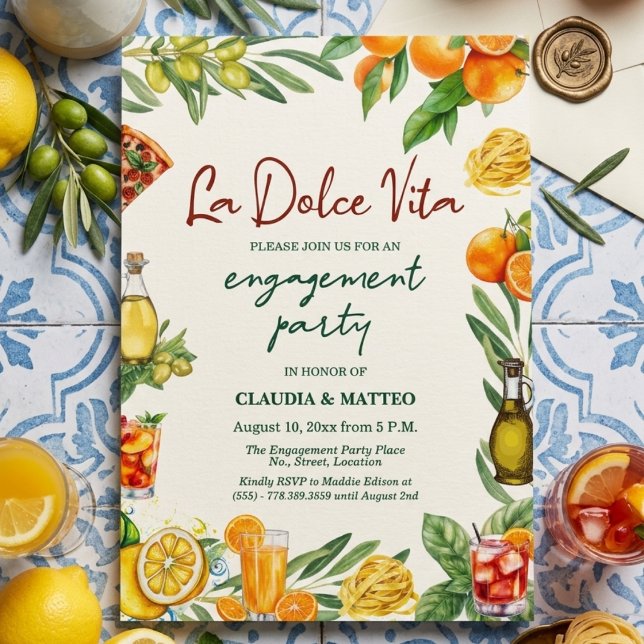 La Dolce Vita Italian Citrus Engagement Party Inbjudningar (Skapare uppladdad)