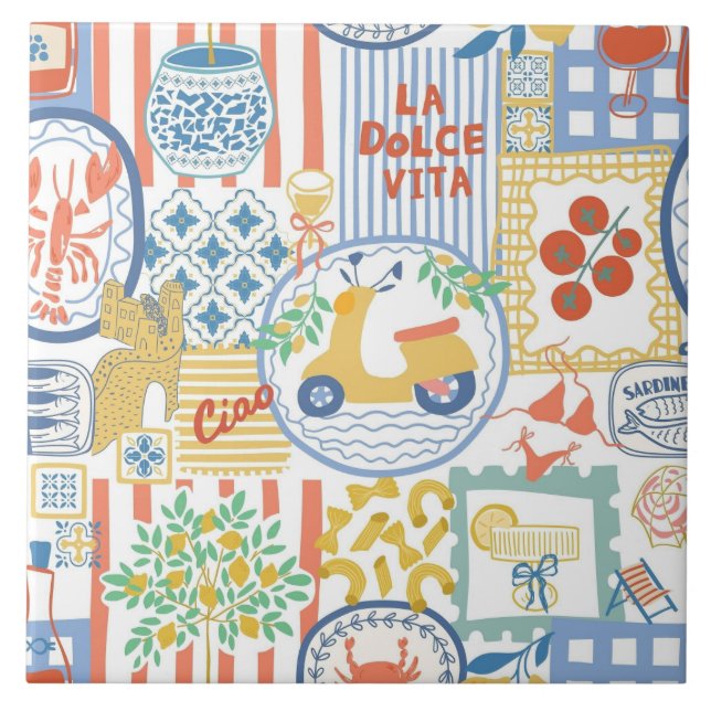 La Dolce Vita Italian Summer Lemons Mediterranean  Kakelplatta (Framsidan)