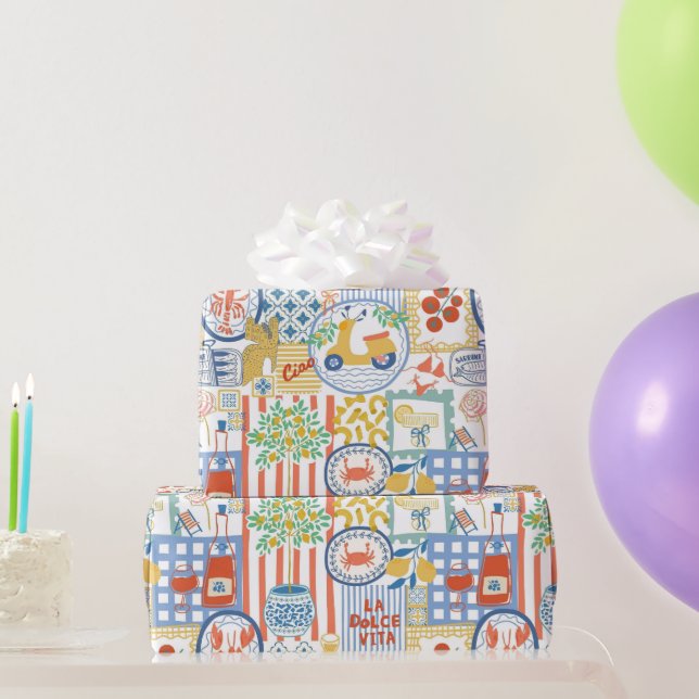 La Dolce Vita Italian Summer Lemons Mediterranean  Presentpapper (Festgåvor)