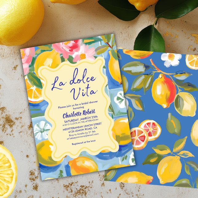 La dolce vita Italiana Lemon Sommar Möhippa Inbjudningar (Skapare uppladdad)