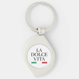 La Dolce Vita Italiana Metall Keychain Swirl Silverfärgad Nyckelring