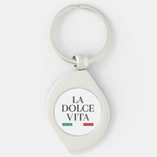 La Dolce Vita Italiana Metall Keychain Swirl Silverfärgad Nyckelring