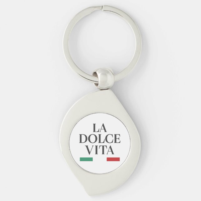 La Dolce Vita Italiana Metall Keychain Swirl Silverfärgad Nyckelring (Framsidan)