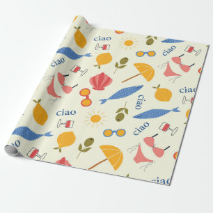 La Dolce Vita Italiens sommar strand mat mönster Presentpapper