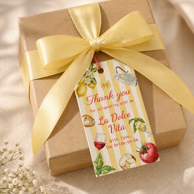 La Dolce Vita Italiensk Bröllopsdusch Tack Presentetikett (Moderna La Dolce Vita Bridal Shower Italian Gift Tag)