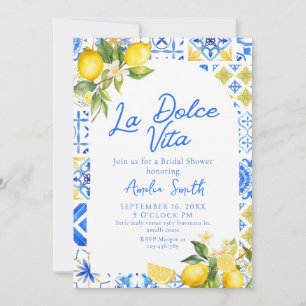 La Dolce Vita Italiensk Citron Elegant Bröllopsfes Inbjudningar