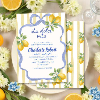 La dolce vita Italiensk citron sommar Bröllopsdusc Inbjudningar