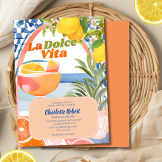 La dolce vita Italiensk citron sommar Bröllopsdusc Inbjudningar