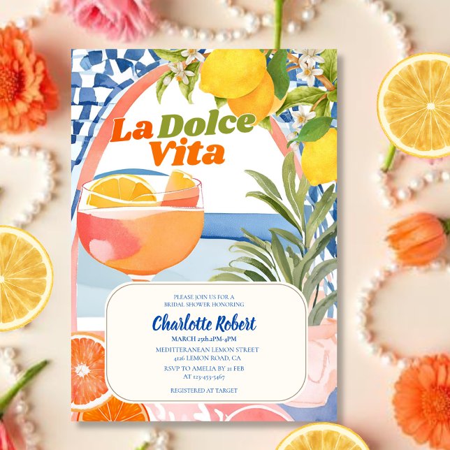 La dolce vita Italiensk citron sommar Bröllopsfest Inbjudningar (Skapare uppladdad)