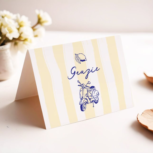 La Dolce Vita Italiensk Citrongul Bröllopsdusch Tack Kort (Skapare uppladdad)