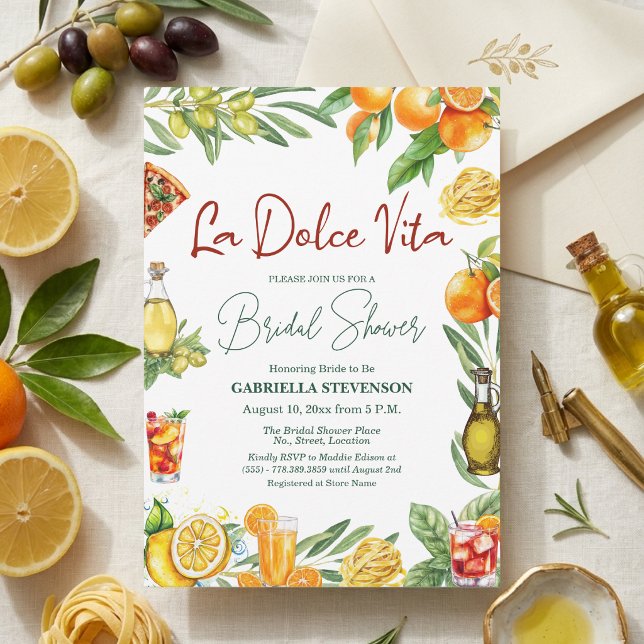 La Dolce Vita Italiensk Cocktail Bröllopsdusch Inbjudningar (Skapare uppladdad)