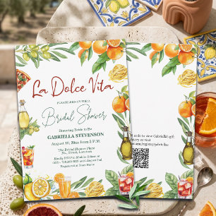 La Dolce Vita Italiensk Cocktail QR-kod Bröllop Inbjudningar