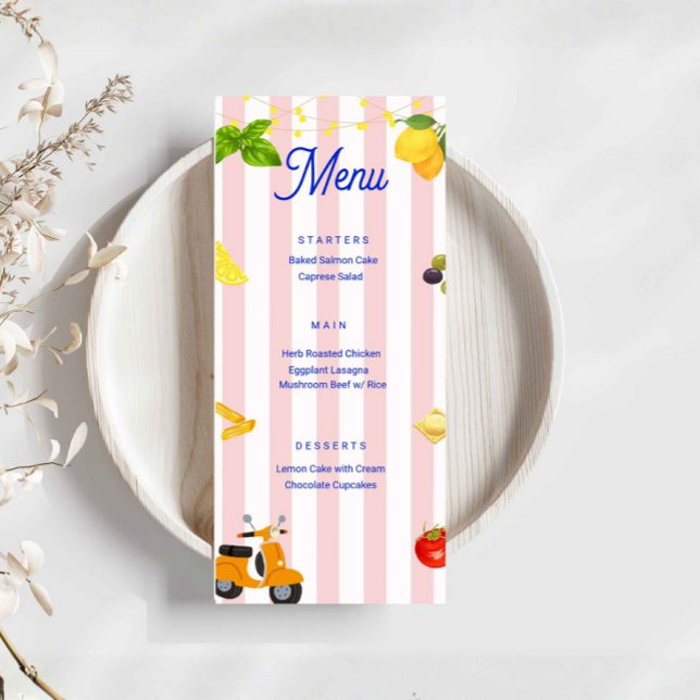 La Dolce Vita Italiensk Fest Meny (italian menu card, la dolce vita menu, italian party menu, birthday menu sign, pasta party decor, pi)