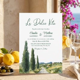 La Dolce Vita Italiensk vy Elegant Bröllop Inbjudningar