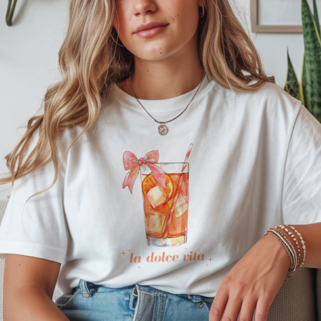 "La Dolce Vita" italienska Aperol Spritz Coquette T Shirt (Skapare uppladdad)