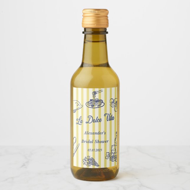 La Dolce Vita Italienska Bröllopsduschfest  Vinetikett (Framsida)