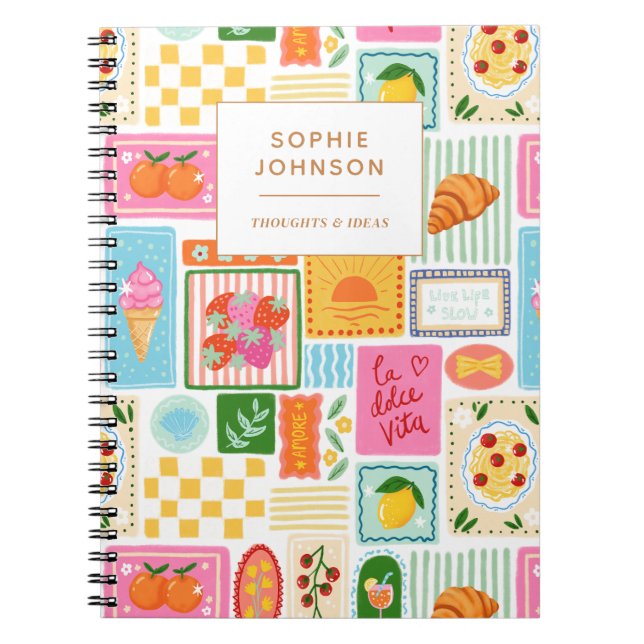 La Dolce Vita Italienska Fransk Personlig Färgrik Anteckningsbok (Framsidan)