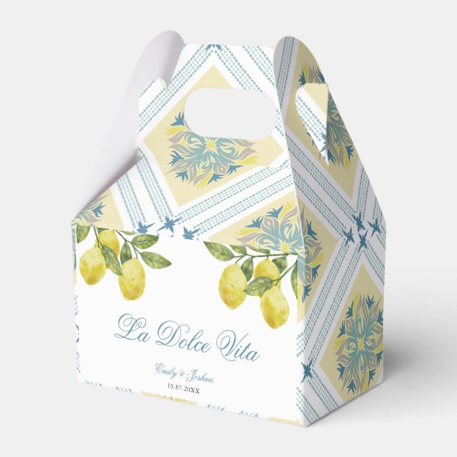 La Dolce Vita Italienska Lemon Bröllop Presentaskar (Framsidan Sidan)