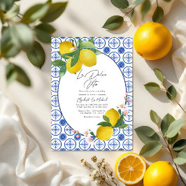 La Dolce Vita Italienska Lemon Tiles Bröllop QR-ko Inbjudningar