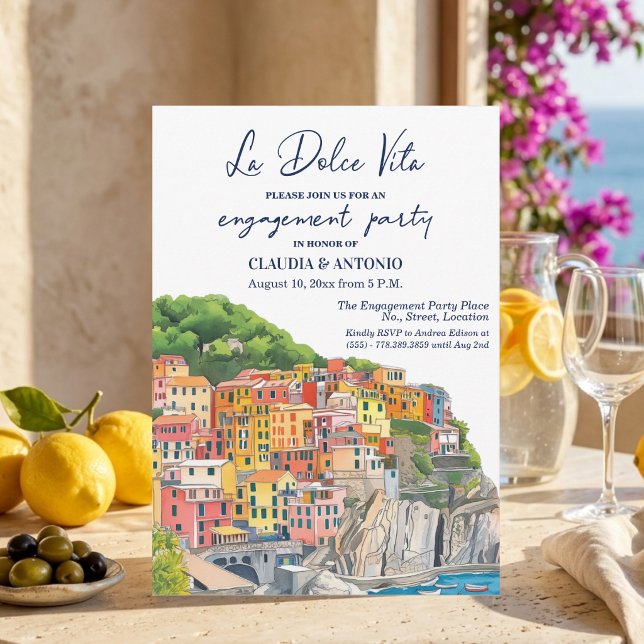 La Dolce Vita Italienska Rivieran Förlovningsfest Inbjudningar (Skapare uppladdad)